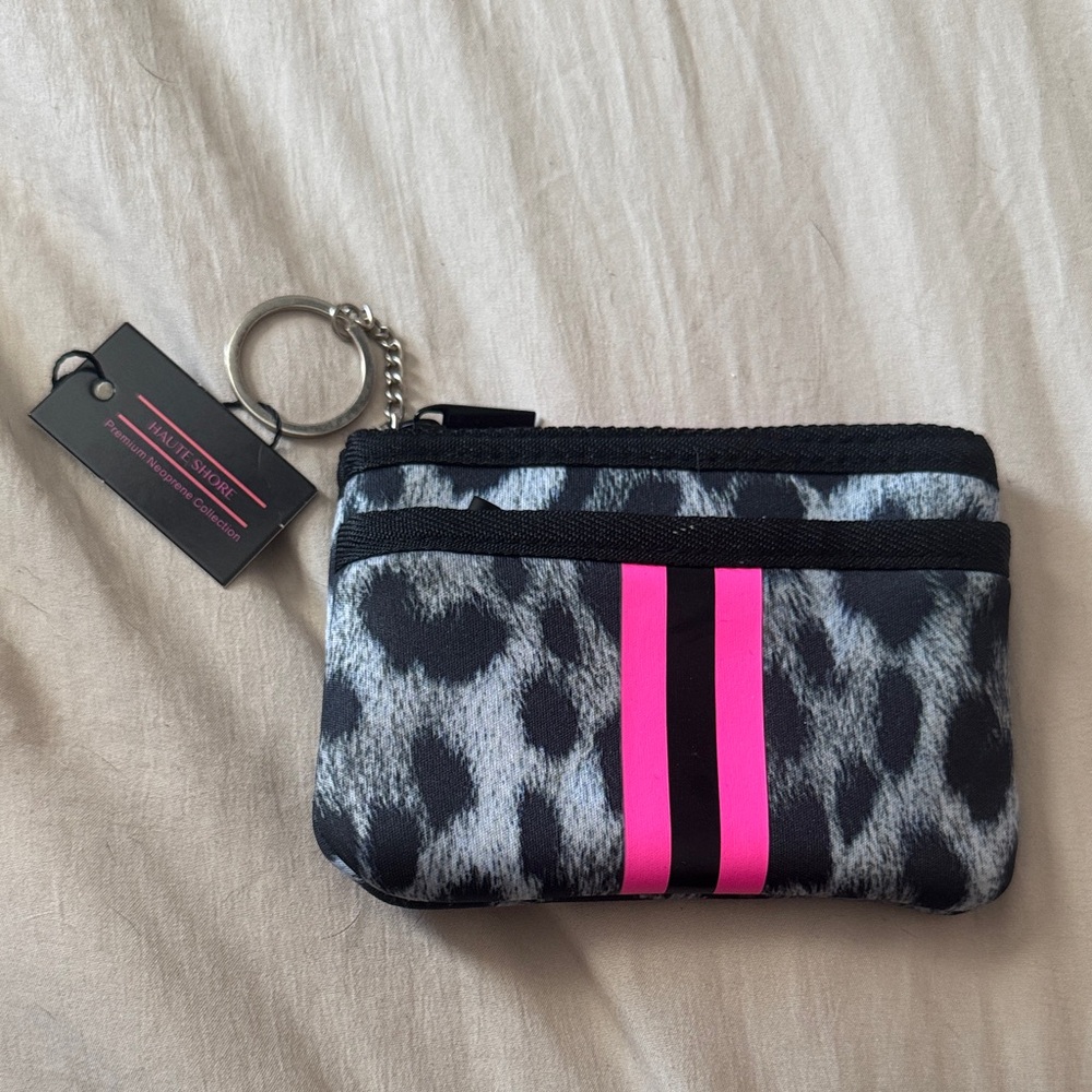 HAUTE SHORE Leopard Print Wallet with Pink Accents